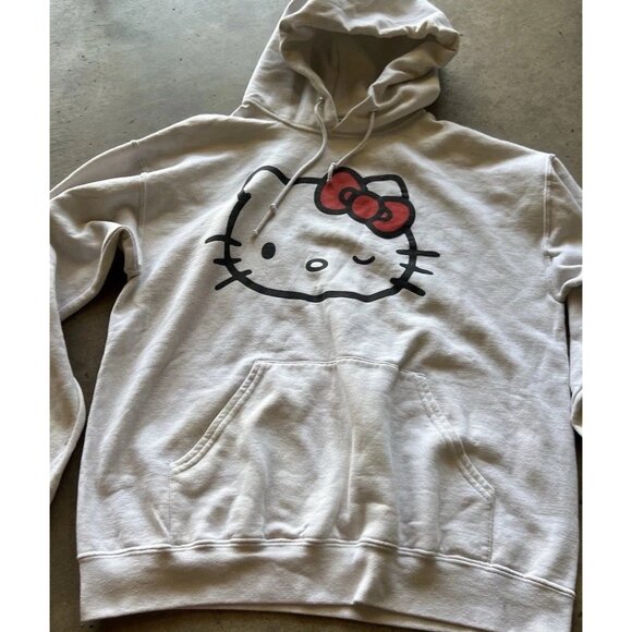 Hello Kitty Women’s Sz Large Sweater Hoodie Sanrio White Wink Hello Kitty - Picture 2 of 14